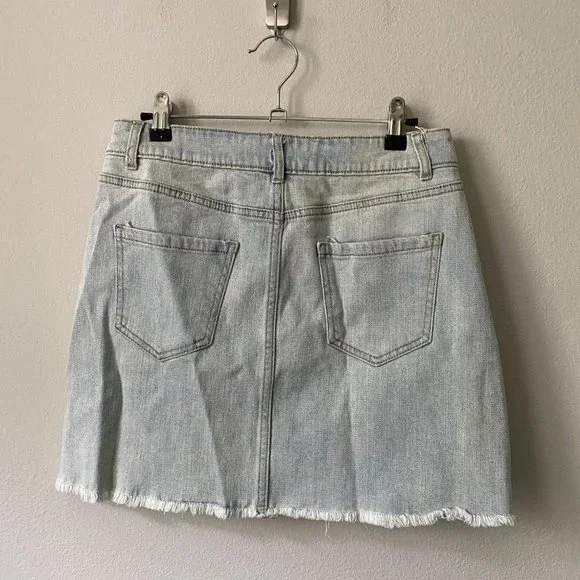 Wild Fable | NWOT Light Blue Raw Hem High-Rise Denim Mini Skirt Size 6 - Picture 6 of 9